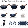 imageCAROTE 21pcs Cookware Set Nonstick Pots and Pans Set Ceramic Cookware Set Induction Cookware Non toxic Healthy Non Stick Kitchen Cooking Set PFAS PTFE FreeBlue