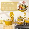 imageCAROTE 21pcs Cookware Set Nonstick Pots and Pans Set Ceramic Cookware Set Induction Cookware Non toxic Healthy Non Stick Kitchen Cooking Set PFAS PTFE FreeYellow