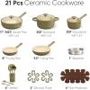 imageCAROTE 21pcs Cookware Set Nonstick Pots and Pans Set Ceramic Cookware Set Induction Cookware Non toxic Healthy Non Stick Kitchen Cooking Set PFAS PTFE FreeGreen