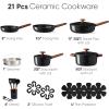 imageCAROTE 21pcs Cookware Set Nonstick Pots and Pans Set Ceramic Cookware Set Induction Cookware Non toxic Healthy Non Stick Kitchen Cooking Set PFAS PTFE FreeBlack