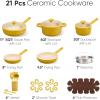 imageCAROTE 21pcs Cookware Set Nonstick Pots and Pans Set Ceramic Cookware Set Induction Cookware Non toxic Healthy Non Stick Kitchen Cooking Set PFAS PTFE FreeYellow