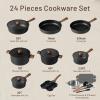 imageCAROTE Pots and Pans Set Non Stick 21PCS Cookware Set with Strainer Lid Induction Cooking Set with Kitchen Utensils Dark GreenBlack