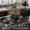 imageCAROTE Pots and Pans Set Non Stick 21PCS Cookware Set with Strainer Lid Induction Cooking Set with Kitchen Utensils Dark GreenBlack