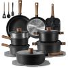 imageCAROTE Pots and Pans Set Non Stick 21PCS Cookware Set with Strainer Lid Induction Cooking Set with Kitchen Utensils Dark GreenBlack