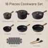 imageCAROTE Pots and Pans Set Non Stick 21PCS Cookware Set with Strainer Lid Induction Cooking Set with Kitchen Utensils Dark GreenBlack