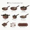 imageCAROTE Pots and Pans Set Non Stick 21PCS Cookware Set with Strainer Lid Induction Cooking Set with Kitchen Utensils Dark GreenBrown
