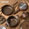 imageCAROTE Pots and Pans Set Non Stick 21PCS Cookware Set with Strainer Lid Induction Cooking Set with Kitchen Utensils Dark GreenBrown