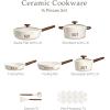 imageCAROTE Pots and Pans Set Non Stick 21PCS Cookware Set with Strainer Lid Induction Cooking Set with Kitchen Utensils Dark GreenWhite