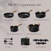 imageCAROTE Pots and Pans Set Nonstick 16pcs Cookware Set Nonstick NonToxic amp PFOAampPFOSFree Dishwasher RVCamping Cookware Set Cooking Pots with Lids BrownCharcoal Black
