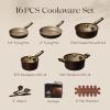 imageCAROTE Pots and Pans Set Nonstick 16pcs Cookware Set Nonstick NonToxic amp PFOAampPFOSFree Dishwasher RVCamping Cookware Set Cooking Pots with Lids BrownBrown