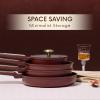 imageCAROTE Pots and Pans Set Nonstick 16pcs Cookware Set Nonstick NonToxic amp PFOAampPFOSFree Dishwasher RVCamping Cookware Set Cooking Pots with Lids BrownWine Red