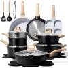 imageCAROTE 21 PCS Ceramic Cookware Set Pots and Pans Set Non Stick Pot and Pan Set with Frying Pan Induction Ready Cooking Set for Kitchen PFOSPFOAPFAS Free BrownBlack