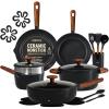 imageCAROTE 21pcs Cookware Set Nonstick Pots and Pans Set Ceramic Cookware Set Induction Cookware Non toxic Healthy Non Stick Kitchen Cooking Set PFAS PTFE FreeBlack
