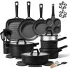 imageCAROTE 28PCS Pots and Pans Set Nonstick Cookware Set Kitchen Non Stick Induction Titanium Cookware Nontoxic Granite Cooking set PFOA Free BlackBlack