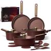 imageCAROTE Pots and Pans Set Nonstick 16pcs Cookware Set Nonstick NonToxic amp PFOAampPFOSFree Dishwasher RVCamping Cookware Set Cooking Pots with Lids BrownWine Red