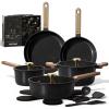 imageCAROTE Pots and Pans Set Nonstick 16pcs Cookware Set Nonstick NonToxic amp PFOAampPFOSFree Dishwasher RVCamping Cookware Set Cooking Pots with Lids BrownCharcoal Black