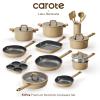 imageCAROTE 31PCS Pots and Pans Set Nonstick Cookware Set Kitchen Non Stick Induction Titanium Cookware Nontoxic Granite Cooking set PFOA FreeBrown
