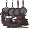 imageCAROTE 31PCS Pots and Pans Set Nonstick Cookware Set Kitchen Non Stick Induction Titanium Cookware Nontoxic Granite Cooking set PFOA FreeCoffee