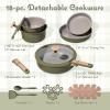 imageCAROTE 18Pcs Ceramic Cookware Set with Detachable Handle Pots and Pans Set Non Stick Non Toxic Cookware Set Removable Handles Induction Kitchen Cookware Sets DishwasherOven SafeGreen