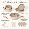 imageCAROTE 18Pcs Ceramic Cookware Set with Detachable Handle Pots and Pans Set Non Stick Non Toxic Cookware Set Removable Handles Induction Kitchen Cookware Sets DishwasherOven SafeBronze