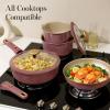 imageCAROTE 18Pcs Ceramic Cookware Set with Detachable Handle Pots and Pans Set Non Stick Non Toxic Cookware Set Removable Handles Induction Kitchen Cookware Sets DishwasherOven SafeRed