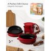 imageCAROTE 20Pcs Titanium Cookware Set Pots and Pans Set Non Stick Kitchen Cooking Set with Detachable Handle Non Toxic Induction Cookware  Camping Cookware DishwasherOven Safe Red
