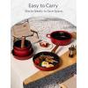 imageCAROTE 20Pcs Titanium Cookware Set Pots and Pans Set Non Stick Kitchen Cooking Set with Detachable Handle Non Toxic Induction Cookware  Camping Cookware DishwasherOven Safe Red