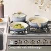 imageCAROTE 20Pcs Titanium Cookware Set Pots and Pans Set Non Stick Kitchen Cooking Set with Detachable Handle Non Toxic Induction Cookware DishwasherOven SafeGradient Grey