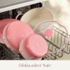 imageCAROTE 20Pcs Titanium Cookware Set Pots and Pans Set Non Stick Kitchen Cooking Set with Detachable Handle Non Toxic Induction Cookware DishwasherOven SafeGradient Pink