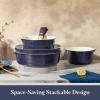 imageCAROTE 20Pcs Titanium Cookware Set Pots and Pans Set Non Stick Kitchen Cooking Set with Detachable Handle Non Toxic Induction Cookware DishwasherOven SafeBlue