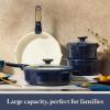 imageCAROTE 20Pcs Titanium Cookware Set Pots and Pans Set Non Stick Kitchen Cooking Set with Detachable Handle Non Toxic Induction Cookware DishwasherOven SafeBlue