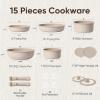 imageCAROTE Pots and Pans Set Nonstick Cookware Set Detachable Handle 19pcs Induction Kitchen Cookware Sets Non Stick with Removable Handle RV Cookware Set Oven Safe PinkTaupe