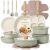 imageCAROTE Pots and Pans Set Nonstick Cookware Set Detachable Handle 19pcs Induction Kitchen Cookware Sets Non Stick with Removable Handle RV Cookware Set Oven Safe PinkSage Green