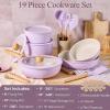 imageCAROTE Pots and Pans Set Nonstick Cookware Set Detachable Handle 19pcs Induction Kitchen Cookware Sets Non Stick with Removable Handle RV Cookware Set Oven Safe PinkPurple