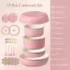 imageCAROTE Pots and Pans Set Nonstick Cookware Set Detachable Handle 19pcs Induction Kitchen Cookware Sets Non Stick with Removable Handle RV Cookware Set Oven Safe PinkPink