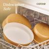 imageCarote 21pcs Ceramic Cookware Set with Detachable Handles Pots and Pans Set Non Stick RV Kitchen Cooking Pot and Pan Dishwasher Safe Nontoxic Induction Cookware PFAS and PFOA Free Olive GreenOrange