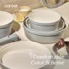 imageCarote 21pcs Ceramic Cookware Set with Detachable Handles Pots and Pans Set Non Stick RV Kitchen Cooking Pot and Pan Dishwasher Safe Nontoxic Induction Cookware PFAS and PFOA Free Olive GreenGray