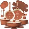 imageCAROTE 25Piece Ceramic Cookware Set Nonstick Pots and Pans Set with Detachable Handle NonToxic Kitchen Cooking Set Dishwasher amp Oven Safe Induction Compatible PFAS Free GreenTerracotta