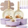 imageCAROTE Pots and Pans Set Nonstick Cookware Set Detachable Handle 19pcs Induction Kitchen Cookware Sets Non Stick with Removable Handle RV Cookware Set Oven Safe PinkPurple