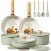 imageCAROTE Pots and Pans Set Nonstick Cookware Set Detachable Handle 19pcs Induction Kitchen Cookware Sets Non Stick with Removable Handle RV Cookware Set Oven Safe PinkSage Green