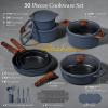 imageCAROTE 30Piece Titanium Cookware Set Nonstick Pots and Pans Set with Detachable Handle RV Kitchen Cooking Set Camping Use Induction Compatible Dishwasher amp Oven Safe