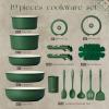 imageCAROTE 33pcs Pots and Pans Non Stick Cookware Sets Detachable Handle Induction Kitchen Pots and Pans NonStick Cooking Set OvenDishwasherFridge Safe Space SavingGreen