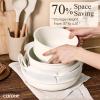 imageCAROTE 33pcs Pots and Pans Non Stick Cookware Sets Detachable Handle Induction Kitchen Pots and Pans NonStick Cooking Set OvenDishwasherFridge Safe Space SavingCream White
