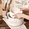 imageCAROTE 33pcs Pots and Pans Non Stick Cookware Sets Detachable Handle Induction Kitchen Pots and Pans NonStick Cooking Set OvenDishwasherFridge Safe Space SavingCream White