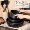 imageCAROTE 33pcs Pots and Pans Non Stick Cookware Sets Detachable Handle Induction Kitchen Pots and Pans NonStick Cooking Set OvenDishwasherFridge Safe Space SavingBlack