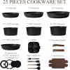 imageCAROTE 33pcs Pots and Pans Non Stick Cookware Sets Detachable Handle Induction Kitchen Pots and Pans NonStick Cooking Set OvenDishwasherFridge Safe Space SavingBlack