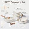imageCAROTE 33pcs Pots and Pans Non Stick Cookware Sets Detachable Handle Induction Kitchen Pots and Pans NonStick Cooking Set OvenDishwasherFridge Safe Space SavingCream White