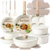 imageCAROTE 33pcs Pots and Pans Non Stick Cookware Sets Detachable Handle Induction Kitchen Pots and Pans NonStick Cooking Set OvenDishwasherFridge Safe Space SavingCream White