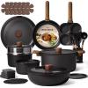 imageCAROTE 33pcs Pots and Pans Non Stick Cookware Sets Detachable Handle Induction Kitchen Pots and Pans NonStick Cooking Set OvenDishwasherFridge Safe Space SavingBlack