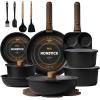imageCAROTE 33pcs Pots and Pans Non Stick Cookware Sets Detachable Handle Induction Kitchen Pots and Pans NonStick Cooking Set OvenDishwasherFridge Safe Space SavingBlack